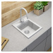 Sink Quality Ferrum New 4050, 1-komorový granitový drez 400x500x185 mm + zlatý sifón, biela, SKQ