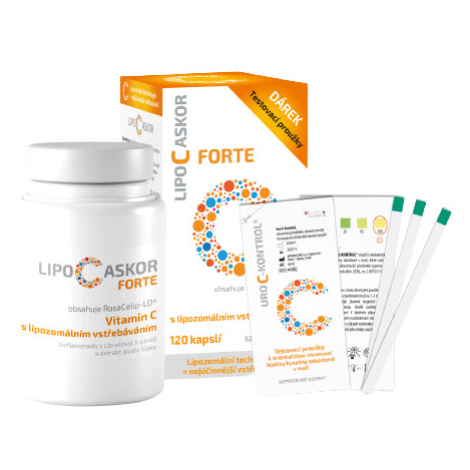 LIPO C ASCOR Forte vitamín C s lipozomálnym vstrebávaním testovacie prúžky 4 ks + 120 kapsúl