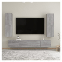 vidaXL Nástenné TV skrinky 2 ks sivé sonoma 30,5x30x110 cm