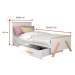 Expedo Detská posteľ KAROLI + matrac, 80x180, biela/buk