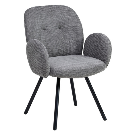 Livetastic STOLIČKA S PODRÚČKAMI, železo, ženilka, sivá, čierna