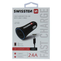 SWISSTEN CL Adaptér 2,4A Power 2x USB + USB-C kábel