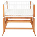 Drevená kolíska DREAMER Premium pre bábätka s oranžovým matracom - biely buk