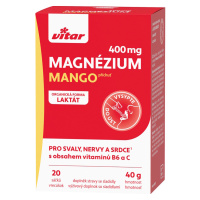 VITAR Magnézium 400 mg + vitamín B6 + vitamín C s príchuťou mango 20 sáčkov, poškodený obal