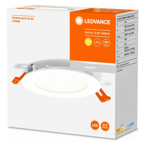 LEDVANCE Recess Slim LED vstavané svietidlo Ø12cm 3000K