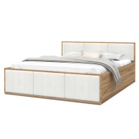 GL Čalúnená jednolôžková posteľ s úložným priestorom Dolly 120x200 - dub craft/biela