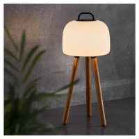 LED stolová lampa Konvica Trojnožka drevo, tienidlo 22cm