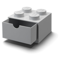 Sivý stolový box so zásuvkou LEGO® Brick, 15,8 x 11,3 cm