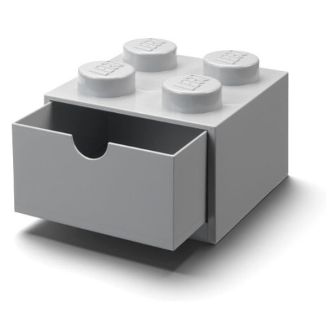 Sivý stolový box so zásuvkou LEGO® Brick, 15,8 x 11,3 cm