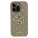 Guess PU Perforated 4G Glitter Metal Logo Zadný Kryt pre iPhone 14 Pro Max Gold