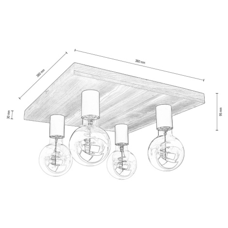 Envostar Lobo stropné svietidlo 4fl. borovica orech