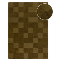 Kaki ručne tkaný vlnený koberec 160x230 cm Checkerboard – Flair Rugs