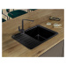 Sink Quality Sapphire, granitový kuchynský drez 565x460x210 mm + čierny sifón, 1-komorový, čiern