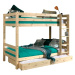 Poschodová detská posteľ z borovicového dreva s úložným priestorom v prírodnej farbe PINO – Vipa