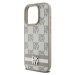 DKNY PU Leather Checkered Pattern and Stripe Zadný Kryt pre iPhone 13 Pro Max Beige