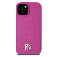 DKNY PU Leather Repeat Pattern Stack Logo Magsafe Apple iPhone 15 DKHMP15SPSHRPSP Pink