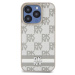 DKNY PU Leather Checkered Pattern and Stripe Zadný Kryt pre iPhone 13 Pro Beige