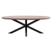 Estila Industriálny oválny jedálenský stôl Delia z akáciového dreva hnedej farby a s čiernymi pr