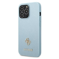Plastové puzdro Guess na Apple iPhone 13 Pro GUHCP13LPS4MB Saffiano 4G Small Metal Logo modré