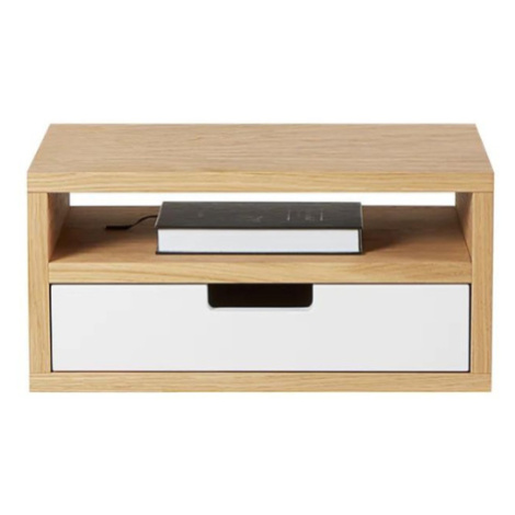 Benlemi Drevený závesný nočný stolík v scandi štýle HYLLE biely Zvoľte kvalitu dreva: 2. Kombiná