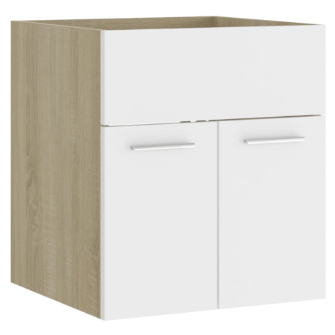 vidaXL Skrinka pod umývadlo biela+sonoma 41x38,5x46cm kompozitné drevo