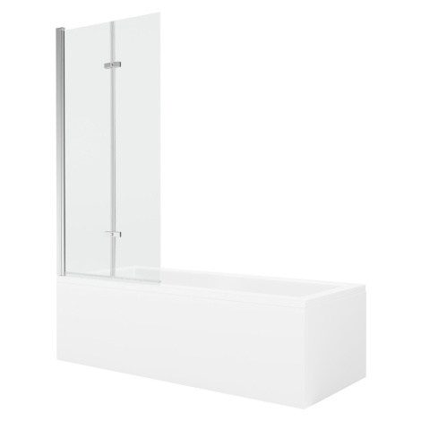MEXEN/S - Cubik obdĺžniková vaňa 170 x 70 cm s panelom + vaňová zástena 80 cm, transparent, chró