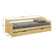 KONDELA Laura New drevená jednolôžková posteľ s prístelkou prírodná