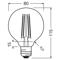 OSRAM LED žiarovka Globe G80 E27 2,2W Filament 2 700K