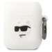 Púzdro Karl Lagerfeld AirPods 1/2 cover white Silicone Choupette Head 3D (KLA2RUNCHH)