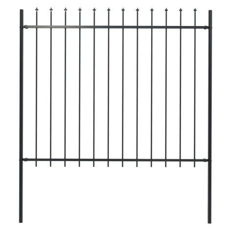 vidaXL Záhradný plot so špicatými vrchmi čierny oceľový 1,7x1,5 m