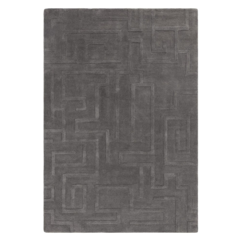 Antracitovosivý vlnený koberec 160x230 cm Maze – Asiatic Carpets