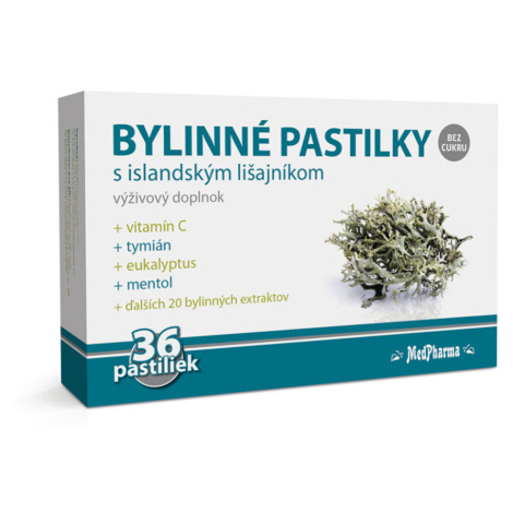 MEDPHARMA Bylinné pastilky s islandským lišajníkom 36 ks