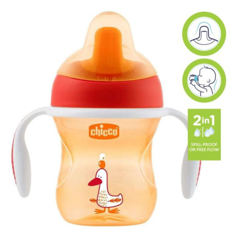 CHICCO Hrnček Training s držadlami 200 ml, červený  6 m+