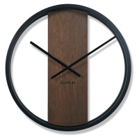 domtextilu.sk Hnedé drevené nástenné hodiny s priemerom 50cm 67517