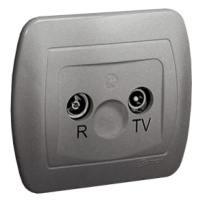 Anténna zásuvka R-TV priechodná, tlm.:10dB, hliníkový, matelizovaný