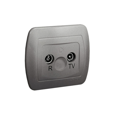 Anténna zásuvka R-TV priechodná, tlm.:10dB, hliníkový, matelizovaný
