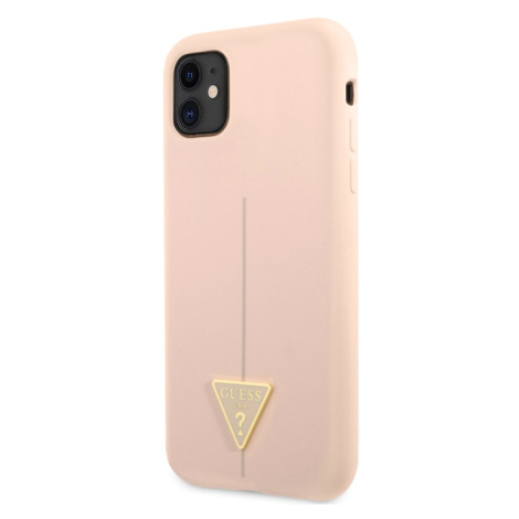 Silikónové puzdro Guess na Apple iPhone 11 GUHCN61SLTGP Silicone Line Triangle ružové