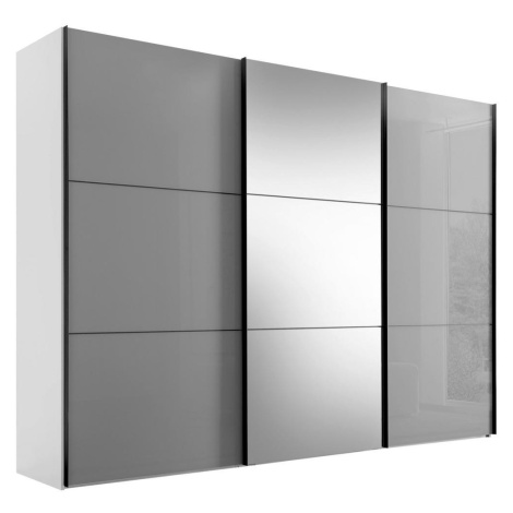 Moderano ŠAT. SKRIŇA S POSUV. DVERAMI, biela, svetlosivá, 280/222/68 cm