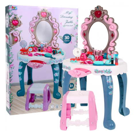 mamido Detský kozmetický stolík s vybavením modrý