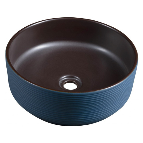 SAPHO - PRIORI keramické umývadlo na dosku Ø 41 cm, modrá/hnedá PI033