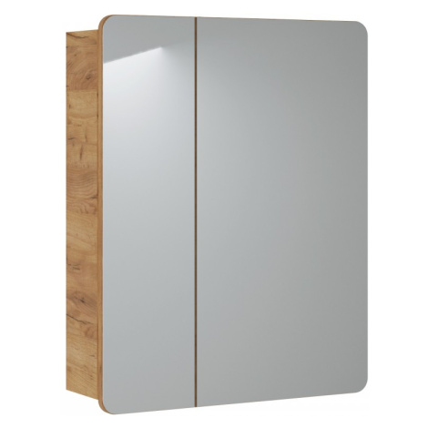 Závesná kúpeľňová skrinka so zrkadlom Aruba 841 2D dub craft zlatý Comad
