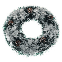 TEMPO-KONDELA KVIDO, vianočný veniec s dekoráciami, zelená/strieborná, priemer 45 cm