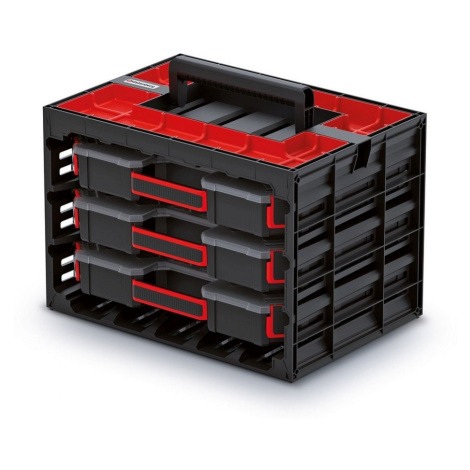 Prosperplast s.r.o. Skrinka s 3 prepážkovými organizérmi 41,5 × 29 × 29 cm, čierna