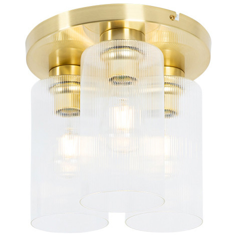 Art Deco stropné svietidlo zlaté so sklom 3-svetlo - Laura QAZQA