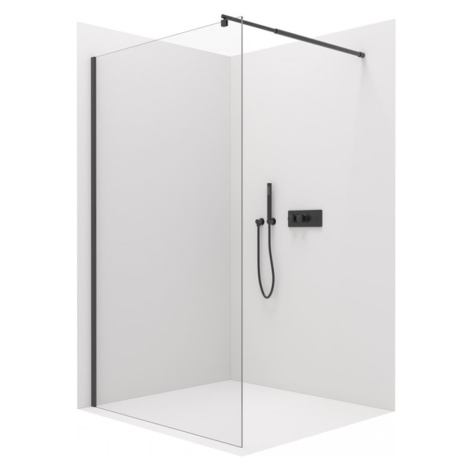 Cerano Onyx, sprchová zástena Walk-in 110x200 cm,8 mm číre sklo, čierny profil, CER-CER-DY101B-1