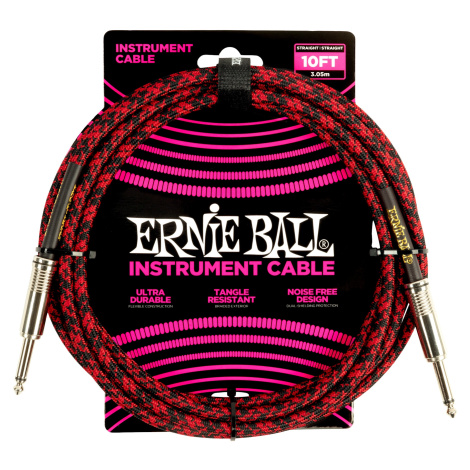 Ernie Ball Braided Instrument Cable 10' Red Black