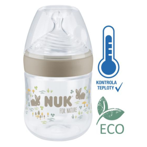 NUK Fľaša dojčenská For Nature s kontrolou teploty, hnedá 150 ml