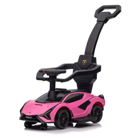 mamido Detské odrážadlo auto s vodiacou tyčou Lamborghini Sian ružové