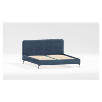 Tmavomodrá čalúnená jednolôžková posteľ s roštom 90x200 cm Barker – Ropez