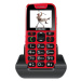 EVOLVEO EasyPhone, mobilný telefón pre dôchodcov s nabíjacím stojančekom (červená farba)